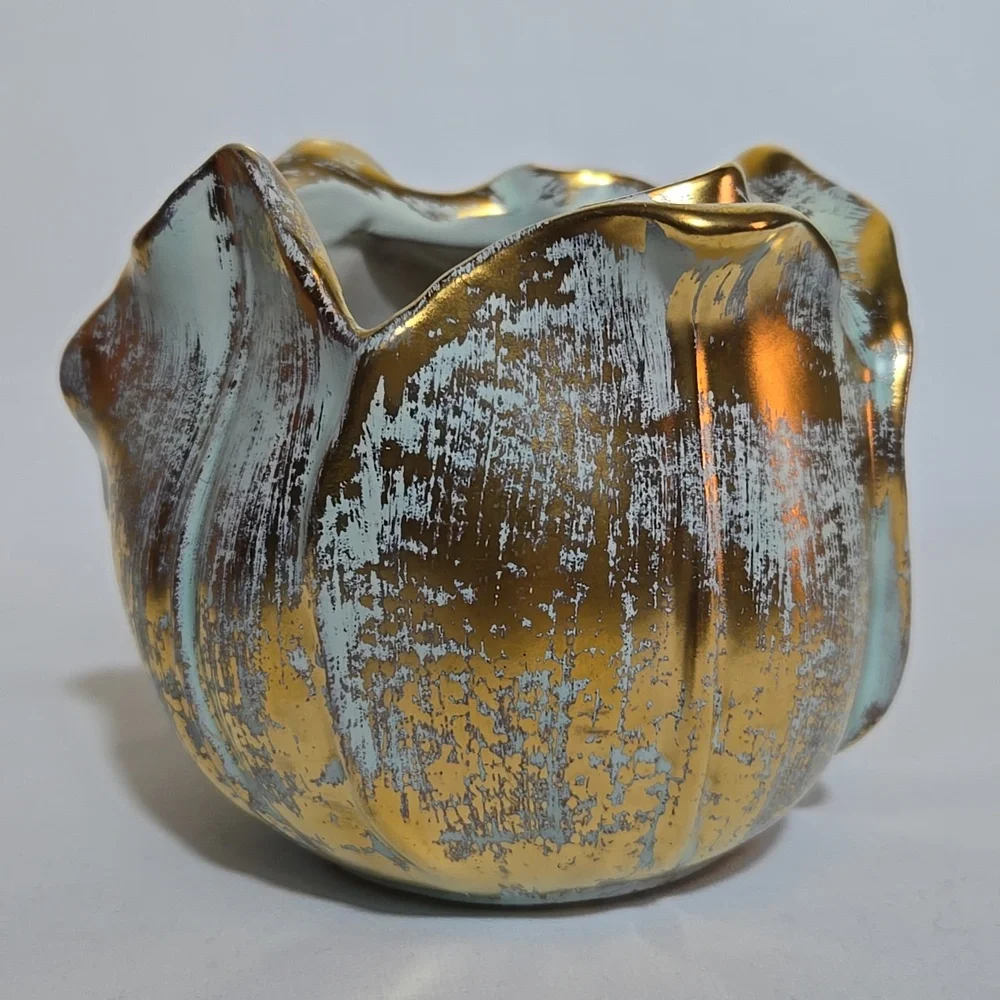 Stangl Vintage 1960s Hand Painted Antique Gold Tulip Vase 5144 MCM Regency‎